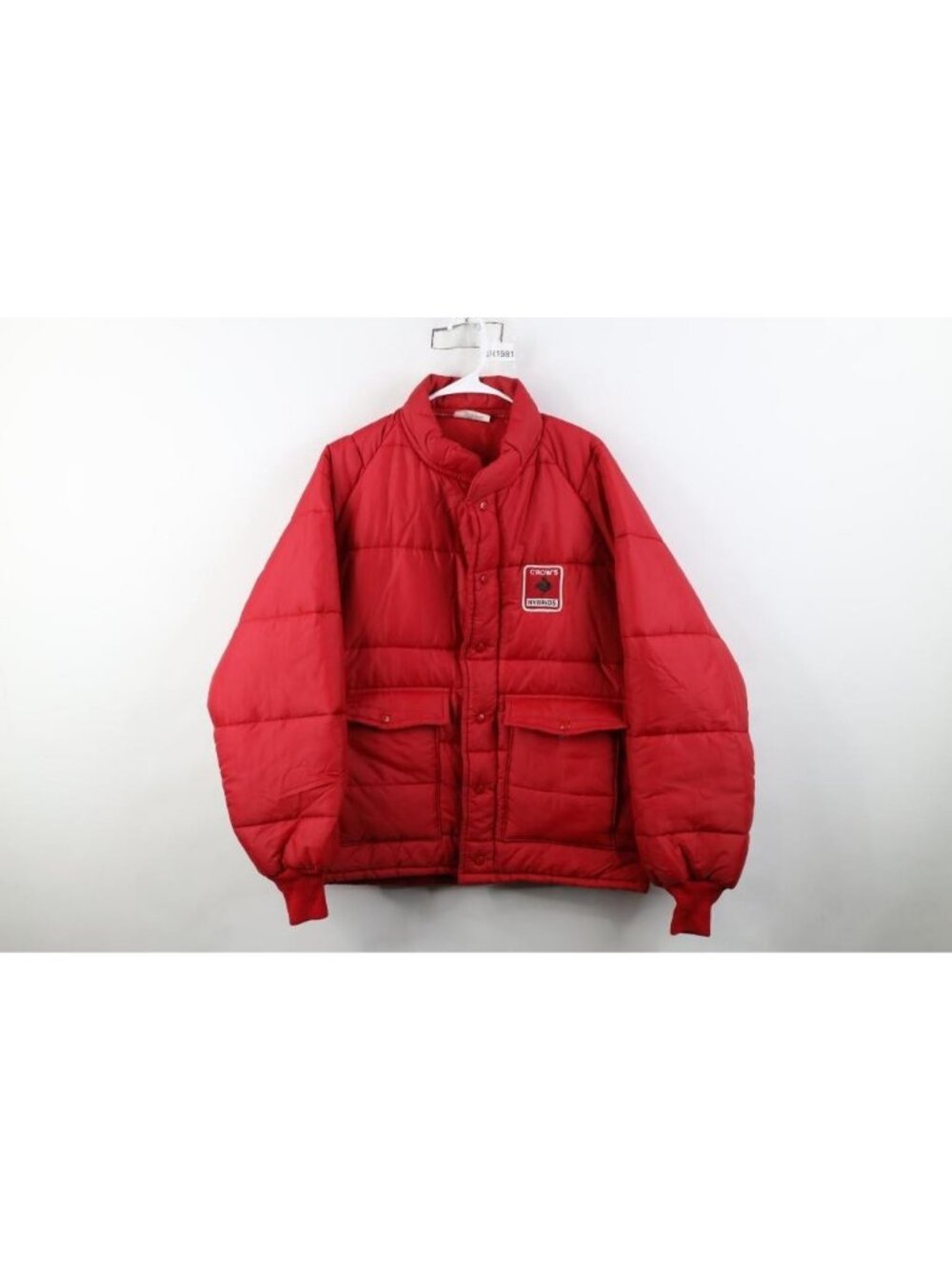 Vintage 70s Streetwear Mens Large Crows Hybrids Seeds Farming Puffer Jacket USA